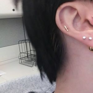 BVLA 14K gold dagger knife threadless earring